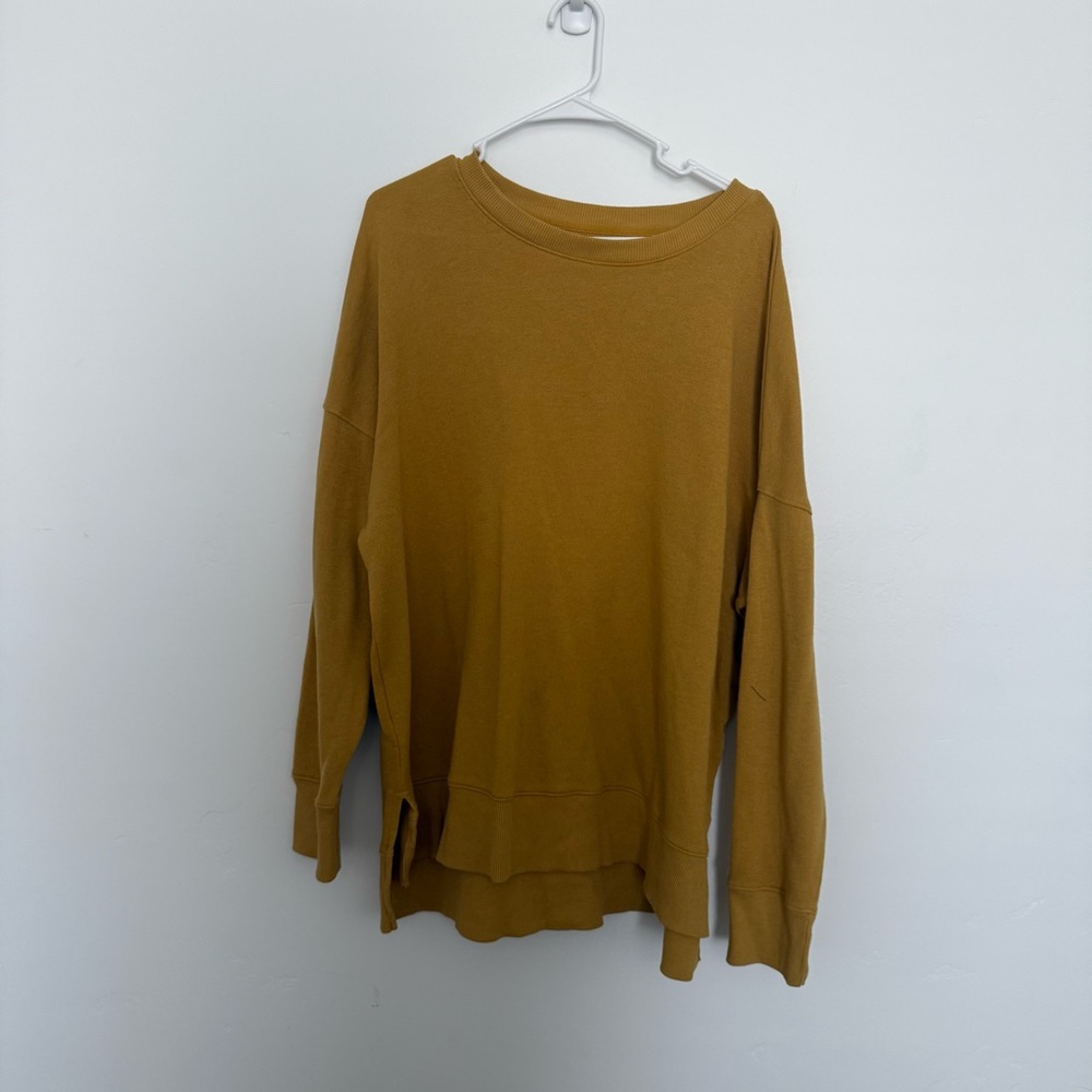 Time and Tru Mustard Drop-Shoulder Crewneck Sweatshirt